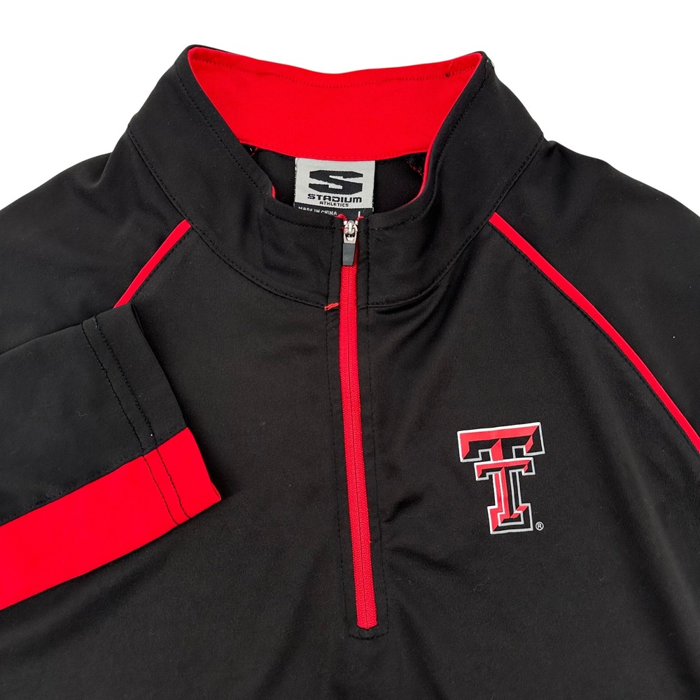 Stadium Athletics Texas Tech Red Raiders‎ Mens Large Black Red 1/4 Zip Pullover